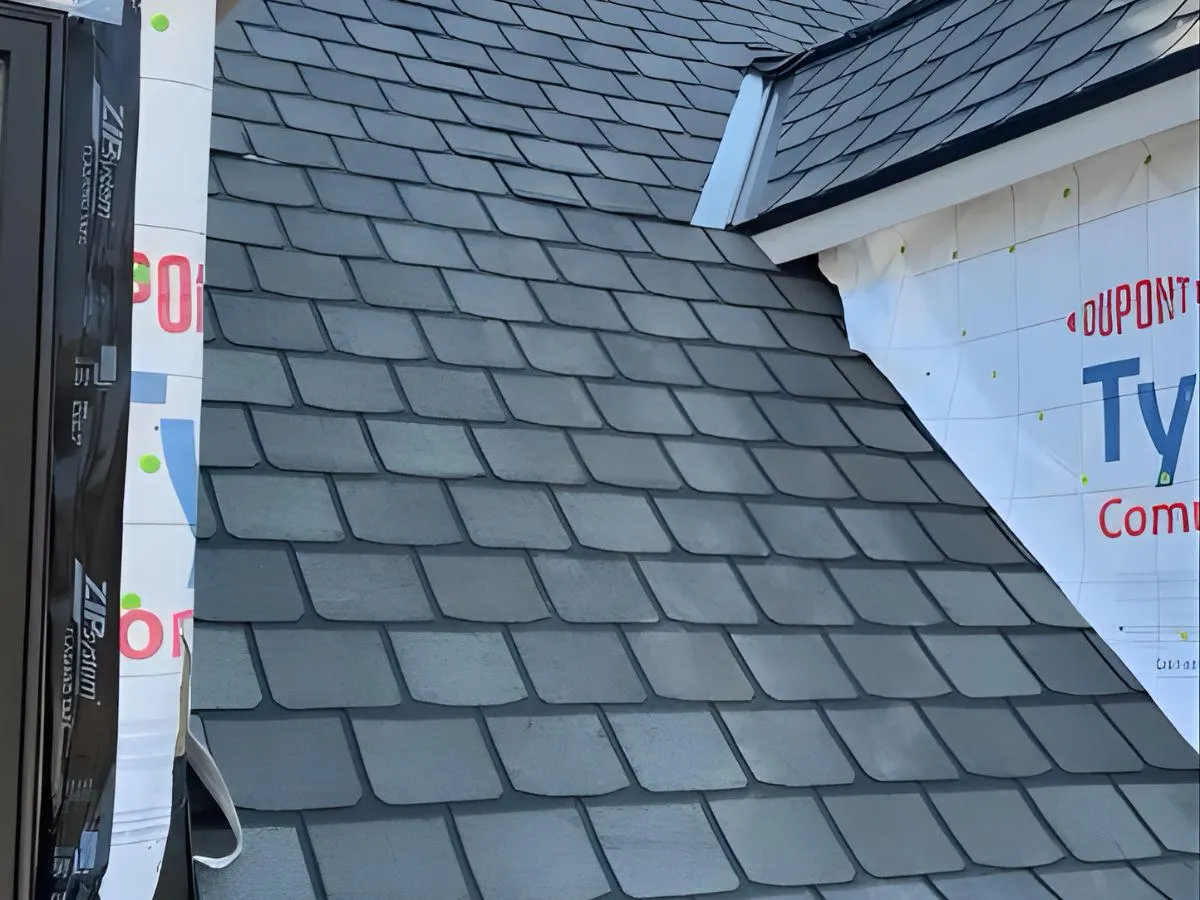 New shingles over fresh underlayment on a Northern Michigan re-roof.