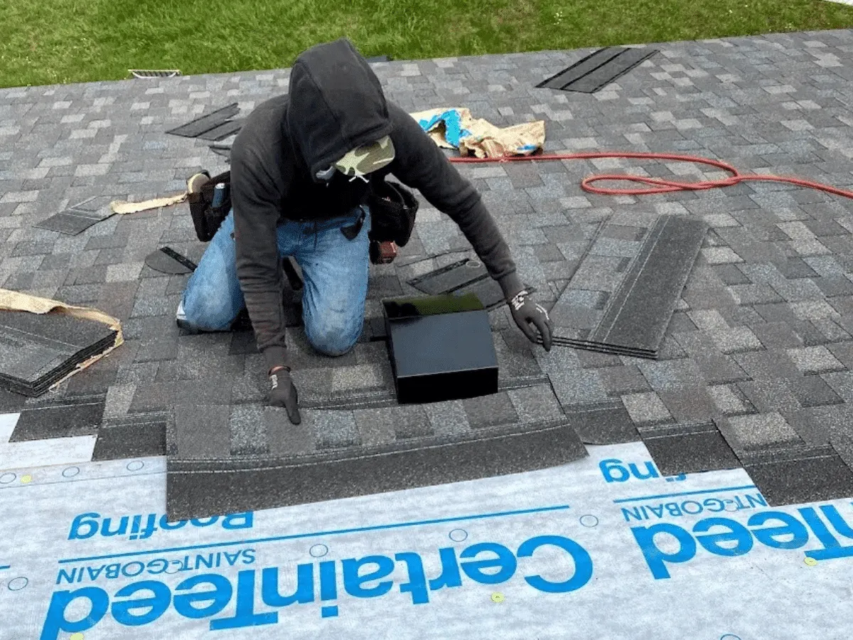 Asphalt shingle roof installation on a home in Traverse City