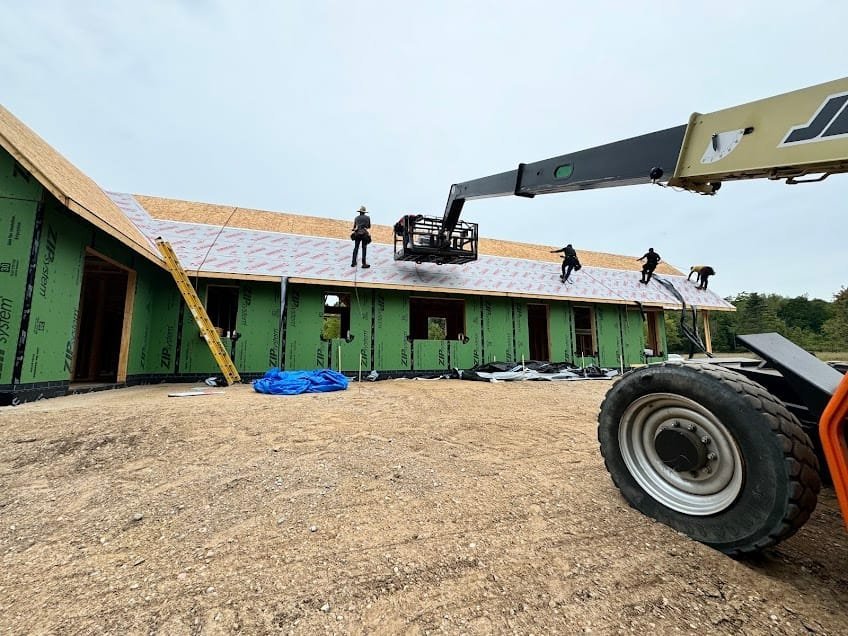 Commercial roof installation on a Northern Michigan business